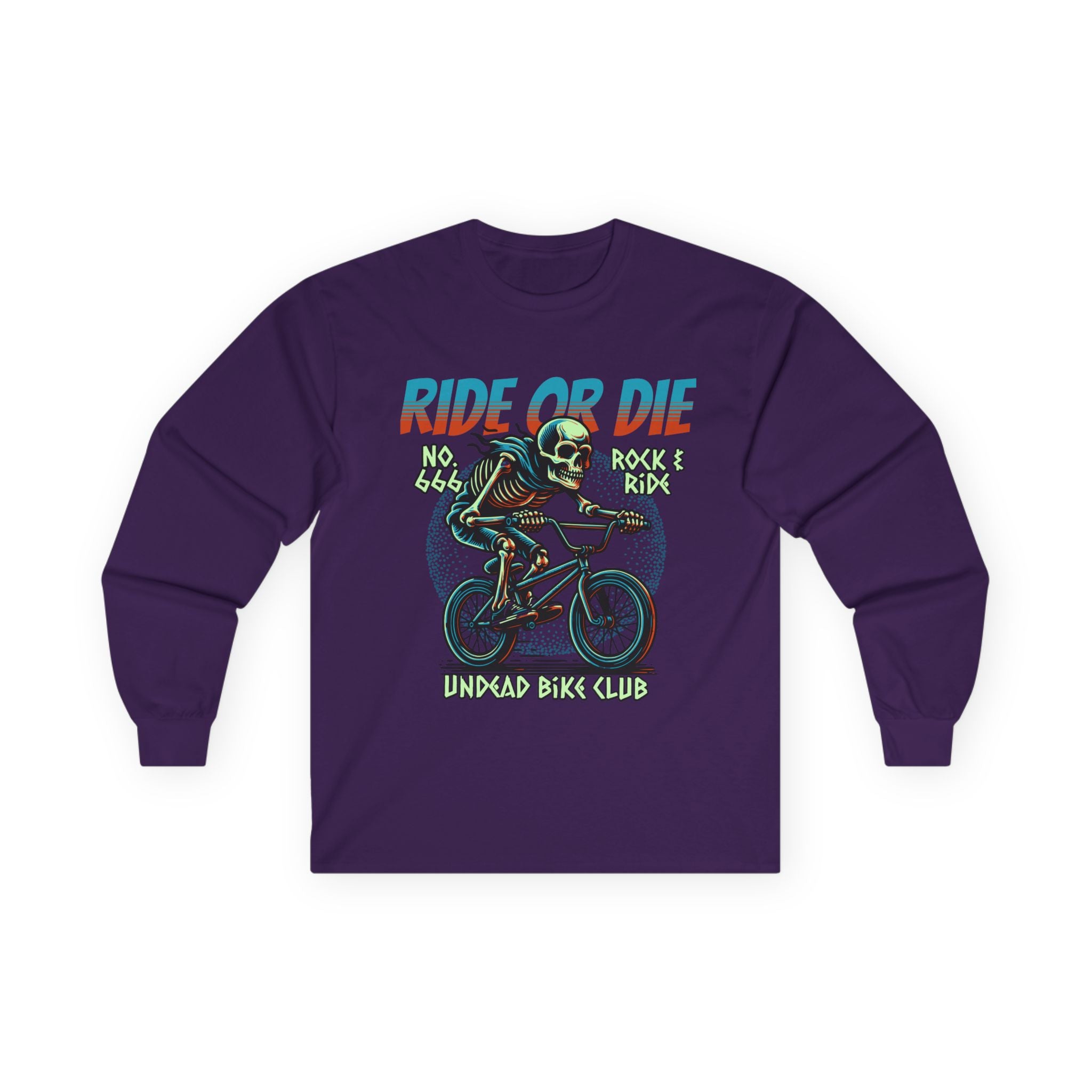 Ride Or Die - Unisex Cotton Long Sleeve Tee (Front) - Damned Threads
